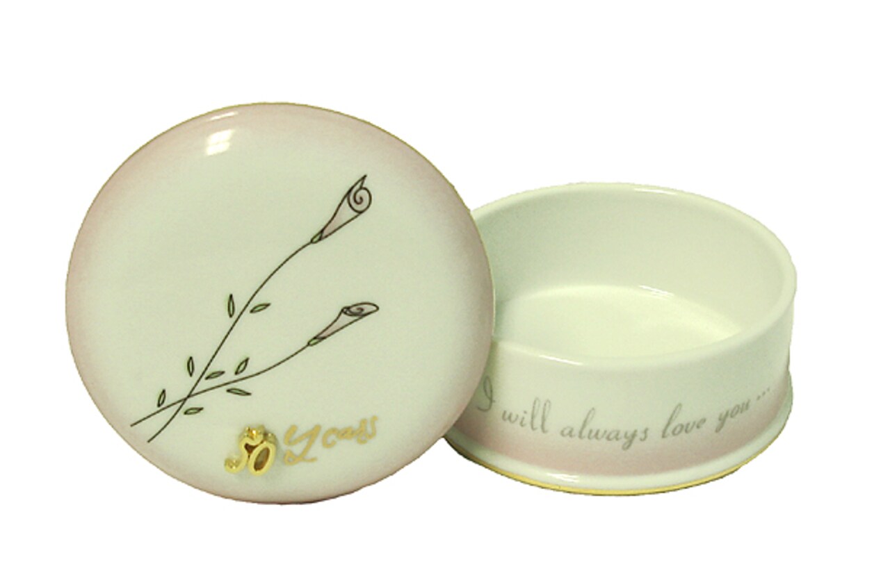 Roman 50th Wedding Anniversary "I Will Always Love You" Porcelain Keepsake Box #11087